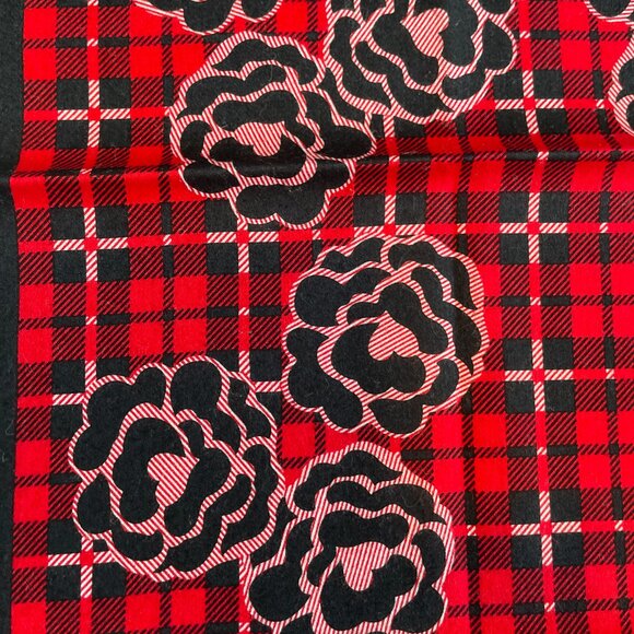 Yves Saint Laurent Vintage Cotton Scarf – Plaid Floral Design - Picture 6 of 9